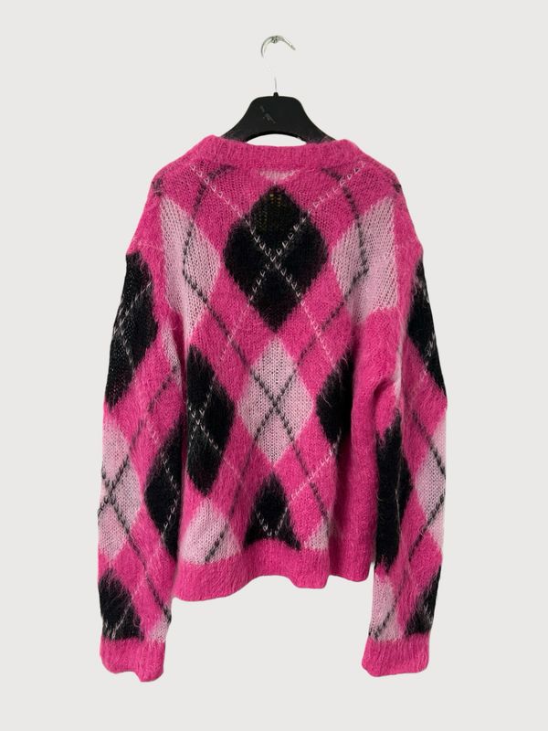 Marni SS22 Fuzzy Mohair Argyl Knit