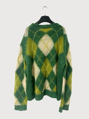 Marni SS22 Fuzzy Mohair Argyle Knit