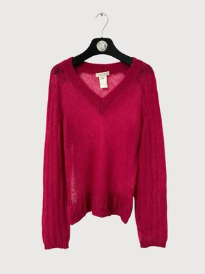 Celine Red Mohair V-Neck Sweater