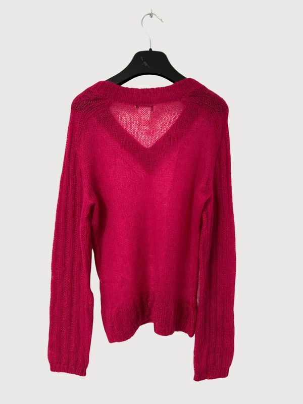 Celine Red Mohair V-Neck Sweater