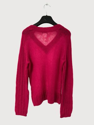 Celine Red Mohair V-Neck Sweater