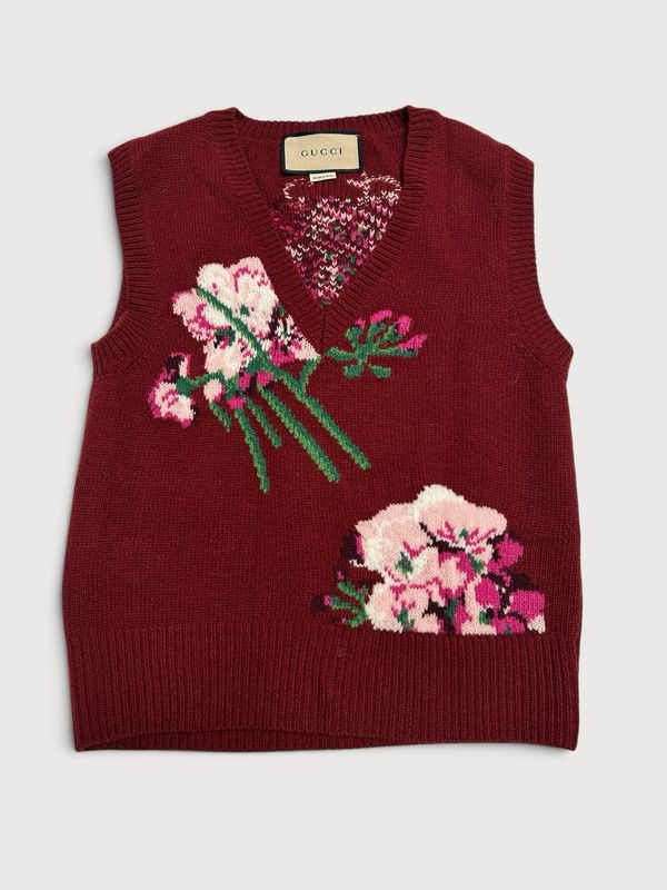 Gucci SS22 Vault Floral Intarsia Knit Vest