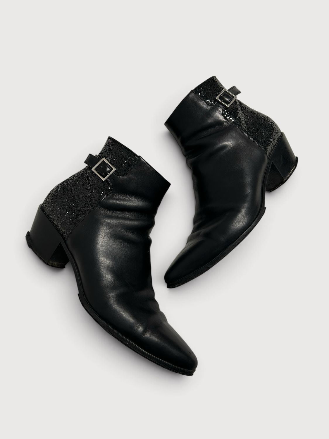 Saint Laurent Paris FW16 "Paladium" Glitter Wyatt 40 Ankle Boots