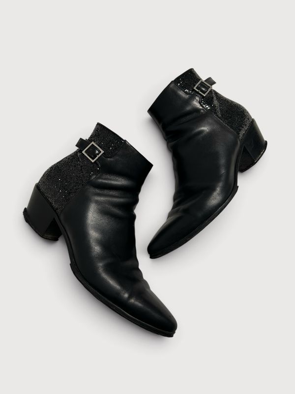 Saint Laurent Paris FW16 "Paladium" Glitter Wyatt 40 Ankle Boots