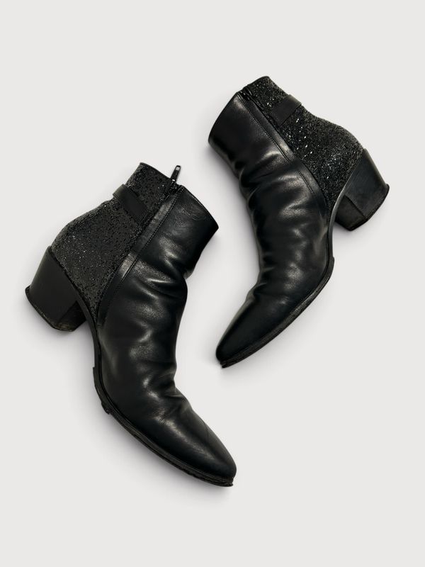 Saint Laurent Paris FW16 "Paladium" Glitter Wyatt 40 Ankle Boots