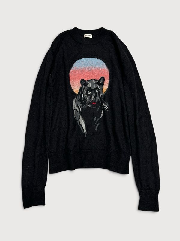 Saint Laurent Paris FW18 Panther Sunset Mohair Sweater