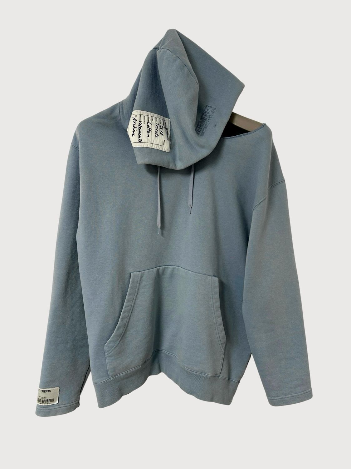Vetements SS18 Cut Out Archive Label Hoodie