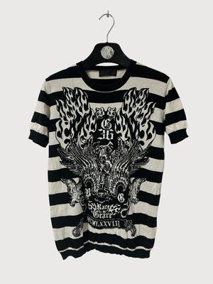 Diesel Black Gold Flame Intarsia Knit Top
