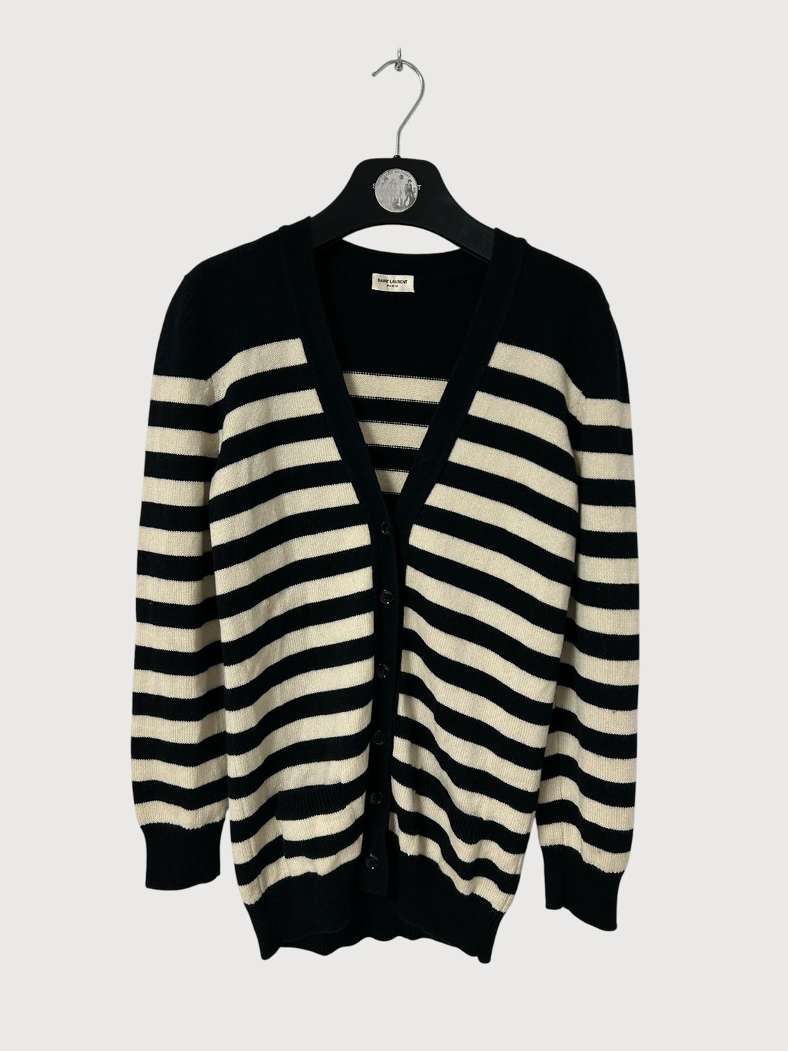 Saint Laurent Paris by Hedi Slimane FW16 Palladium Sample Cashmere Striped Cardigan
