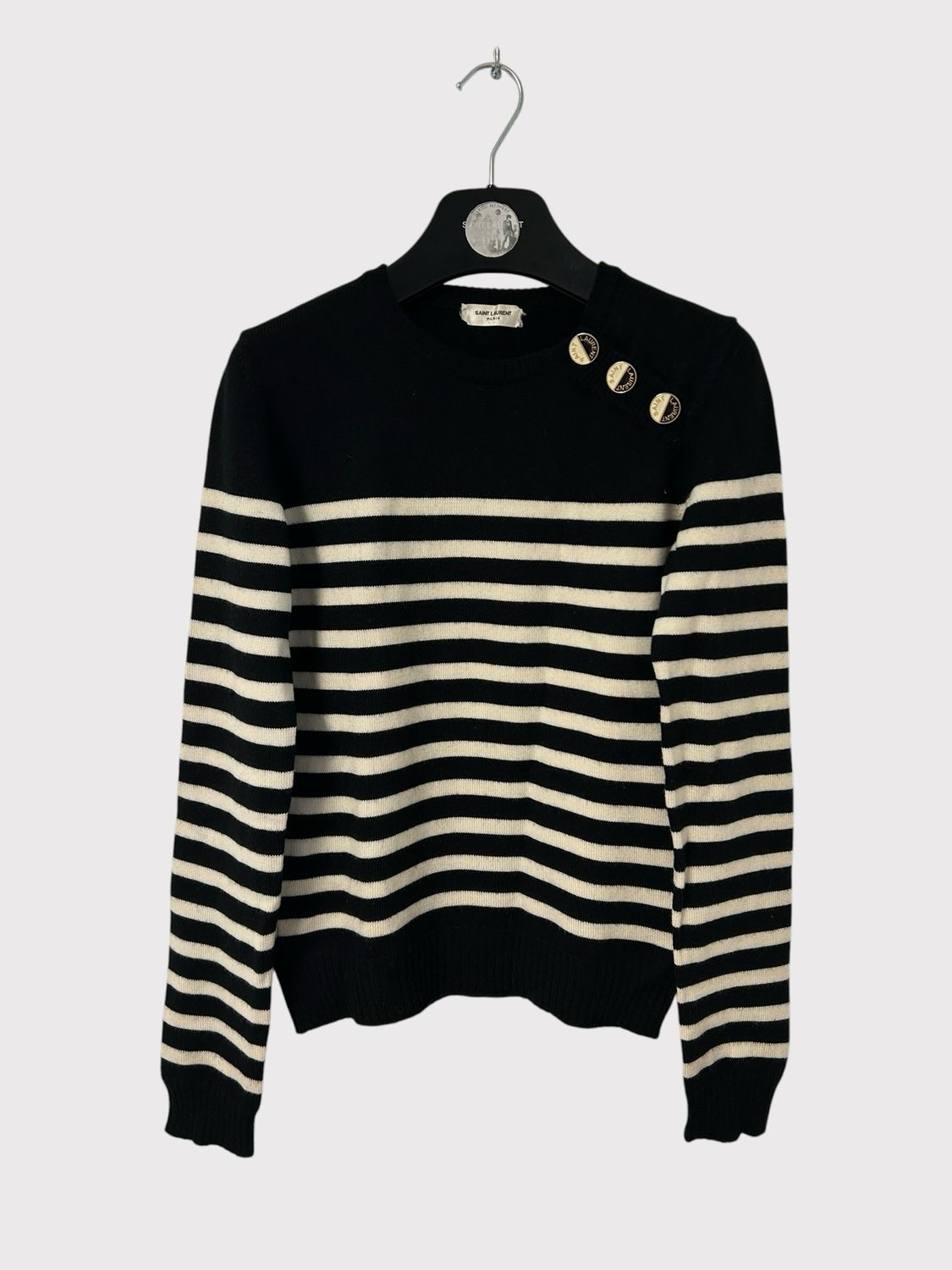 Saint Laurent Paris  FW16 Striped Wool Button Sweater