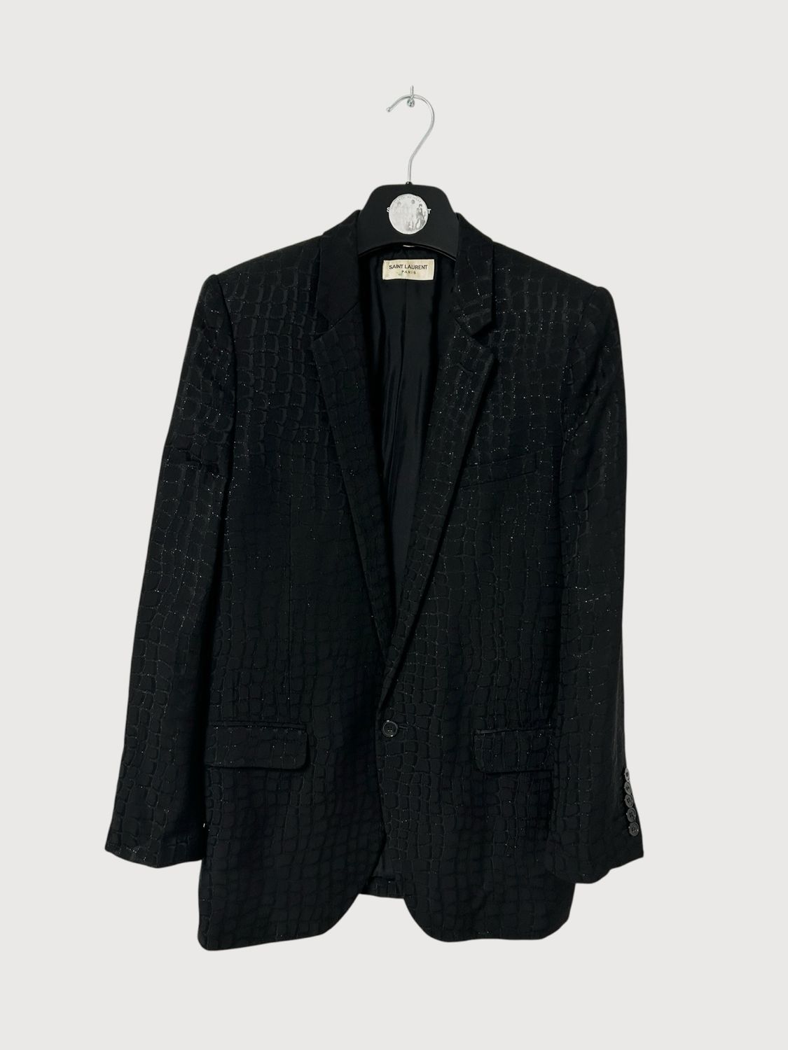 Saint Laurent Paris  SS16 Sample Crocodile Glitter Jacquard Blazer