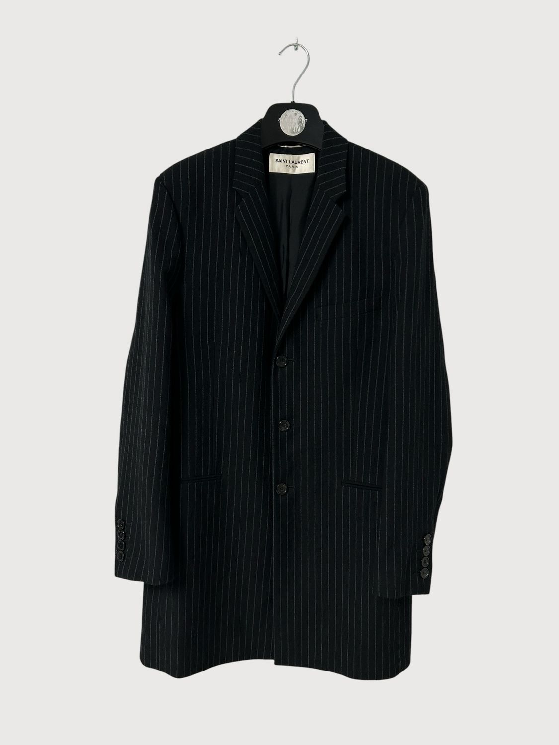 Saint Laurent  SS17 Sample Pinstripe Wool Coat