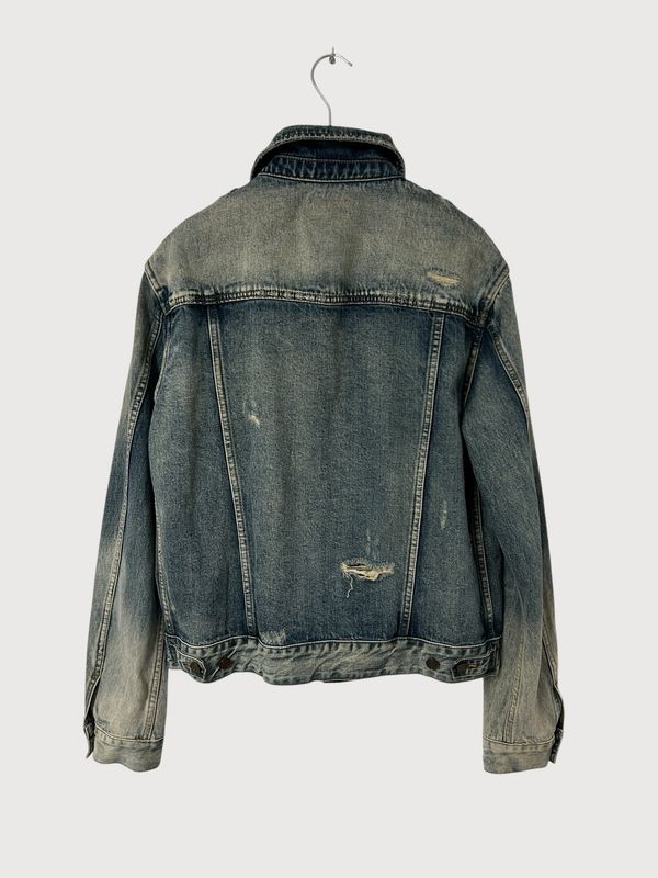 Saint Laurent Paris SS20 Distressed Whiskered Denim Jacket