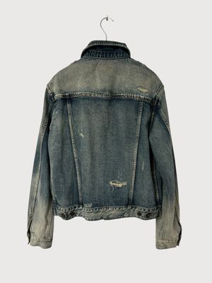 Saint Laurent Paris SS20 Distressed Whiskered Denim Jacket