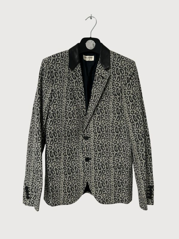 Saint Laurent Paris SS15 Psych Rock Sample Babycat Leopard Jacquard Blazer