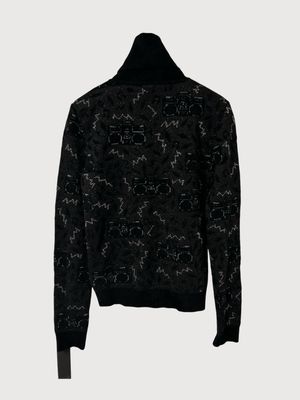 Saint Laurent Paris FW19 Sample Radio Velvet Jacquard Turtleneck Sweater