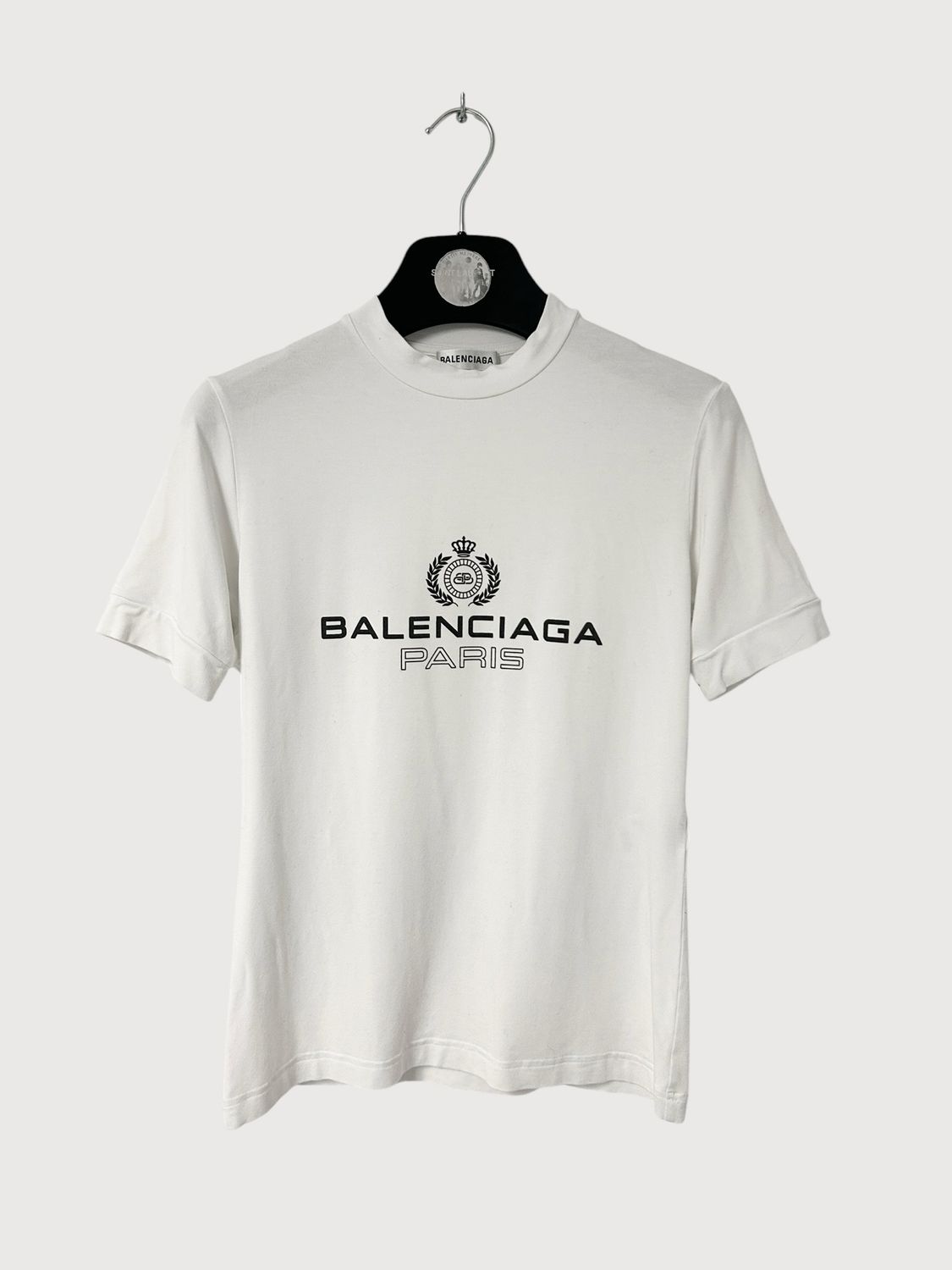 Balenciaga FW19 Paris Laurel Logo Slim T-Shirt