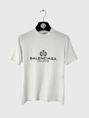 Balenciaga FW19 Paris Laurel Logo Slim T-Shirt