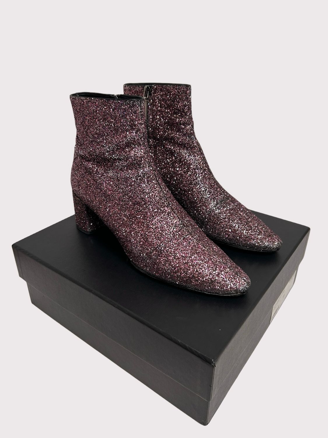Saint Laurent Paris  FW18 Caleb 50 Pink Glitter Boots