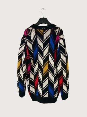 Saint Laurent Paris FW21 Multicolor Argyle Mohair Cardigan