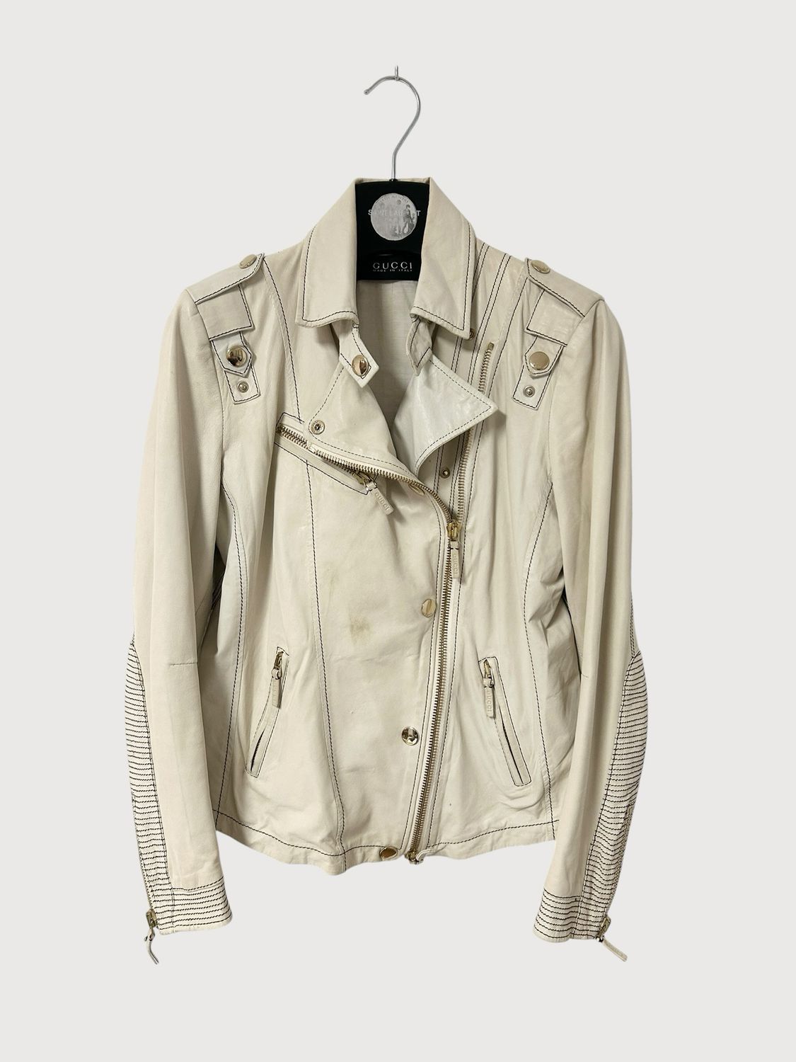 Gucci  SS08 Leather Biker Contrast Stitch Jacket