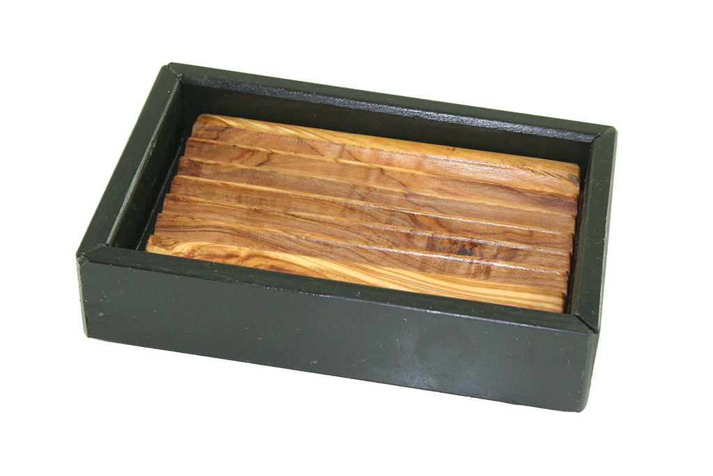 Seifenschale aus Schiefer/Olivenholz