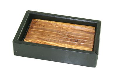 Seifenschale aus Schiefer/Olivenholz