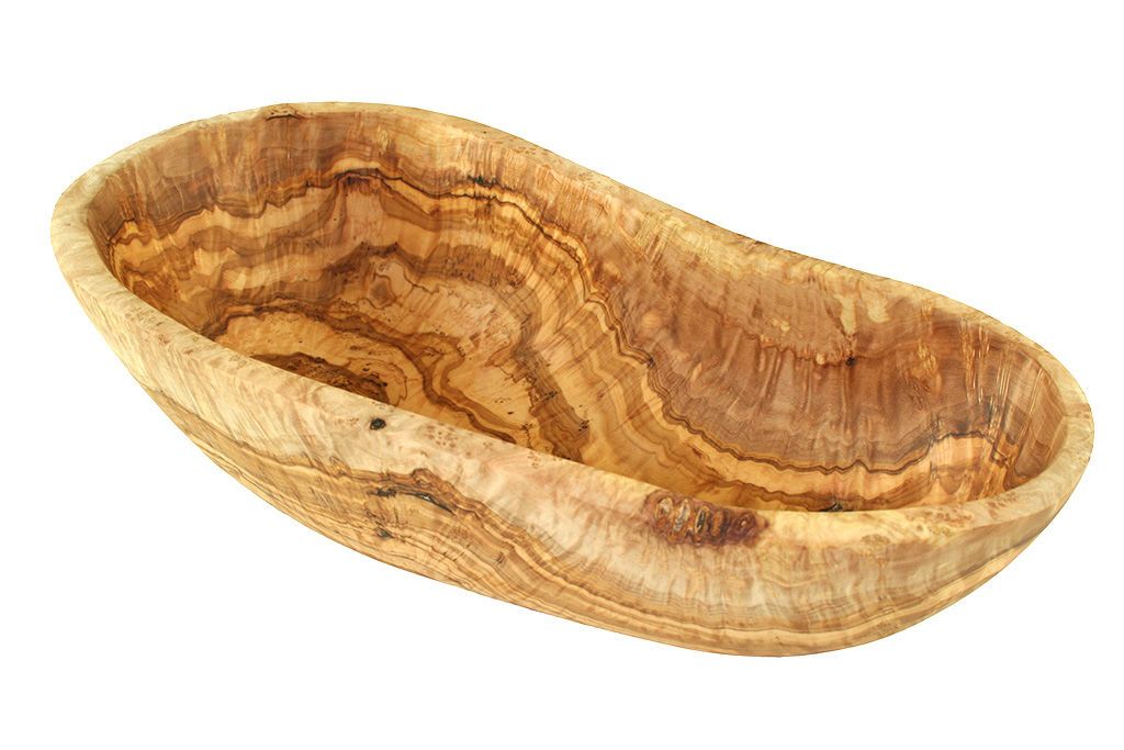 Olivenholz Obstschale 30-34 cm rustikaler Rand