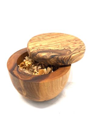 Duft-Dose aus Olivenholz