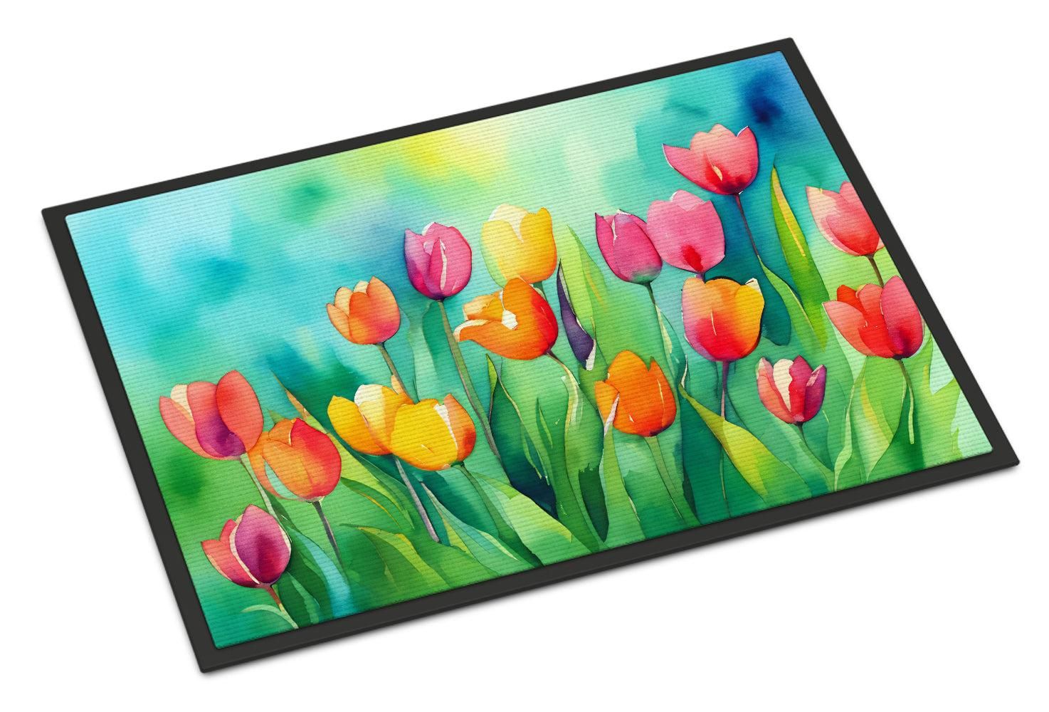 Tulips in Watercolor Doormat