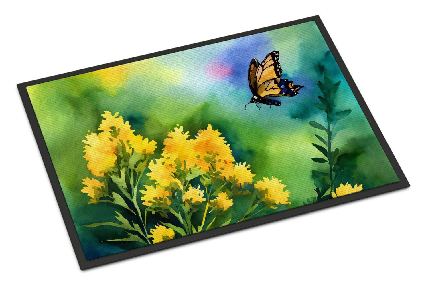 Kentucky Goldenrod in Watercolor Doormat