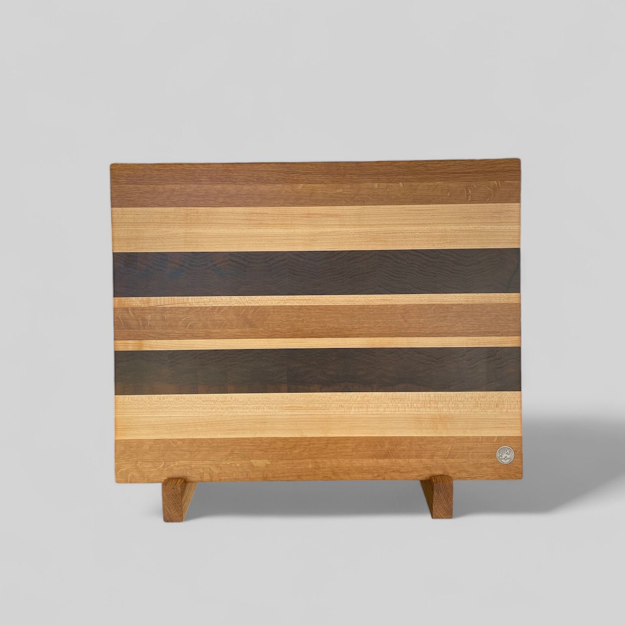 (Grand) Plan de travail en bois de Érable, Chêne et Black Limba -bois exotique- . Fait en bouts et côtés de planches (end grain et edge grain).