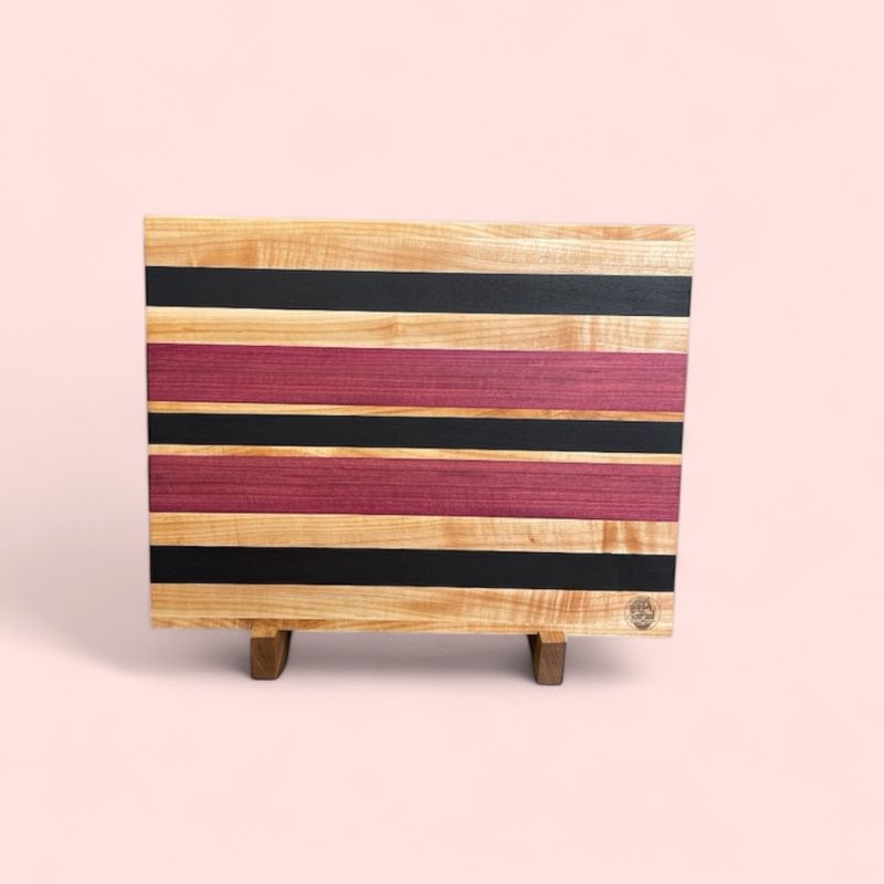 (Grand) Plan de travail en bois d'Érable, Wengé et PurpleHeart (bois exotiques). Fait en côtés de planches (edge grain).