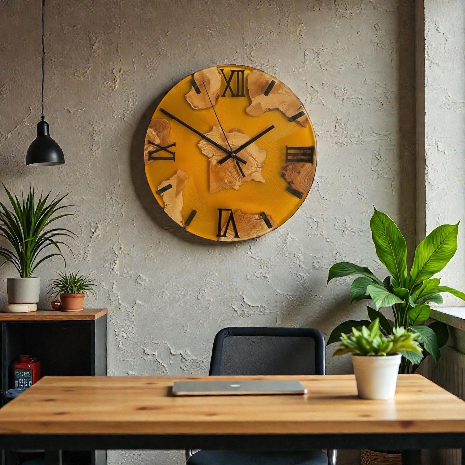 Horloge en bois d'Olivier et Epoxy