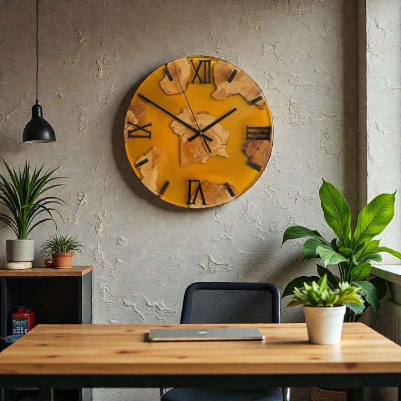 Horloge en bois d'Olivier et Epoxy