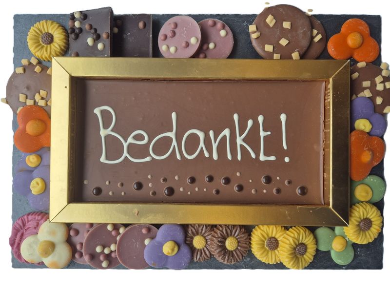 Chocoladekado met beschreven reep