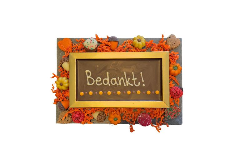 Chocoladekado herfst met beschreven reep