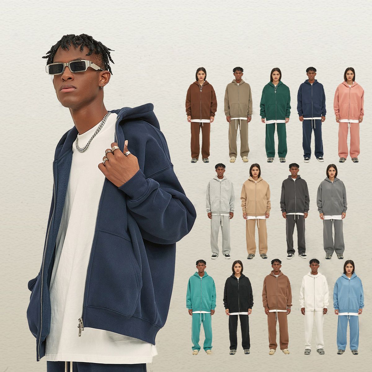 High Street Fleece Zip Up Hoodies