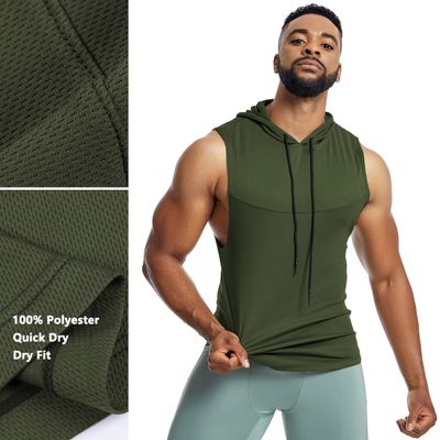 Mens Gym Fitness Hooded Tank Top Shirts