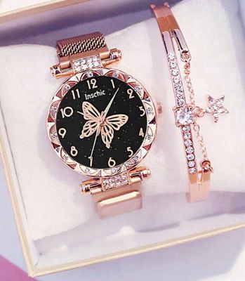 Female Watch - Butterfly Rose Gold (with Bracelet)