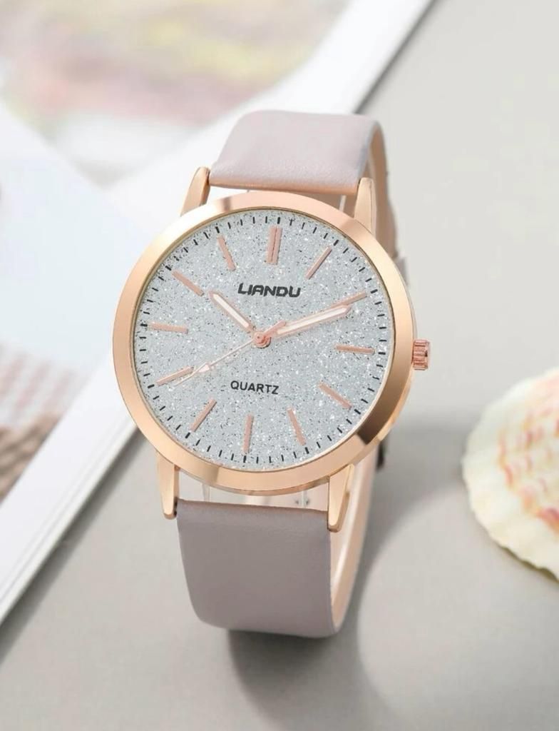 Female Watch - Glitter Dial Beige Band