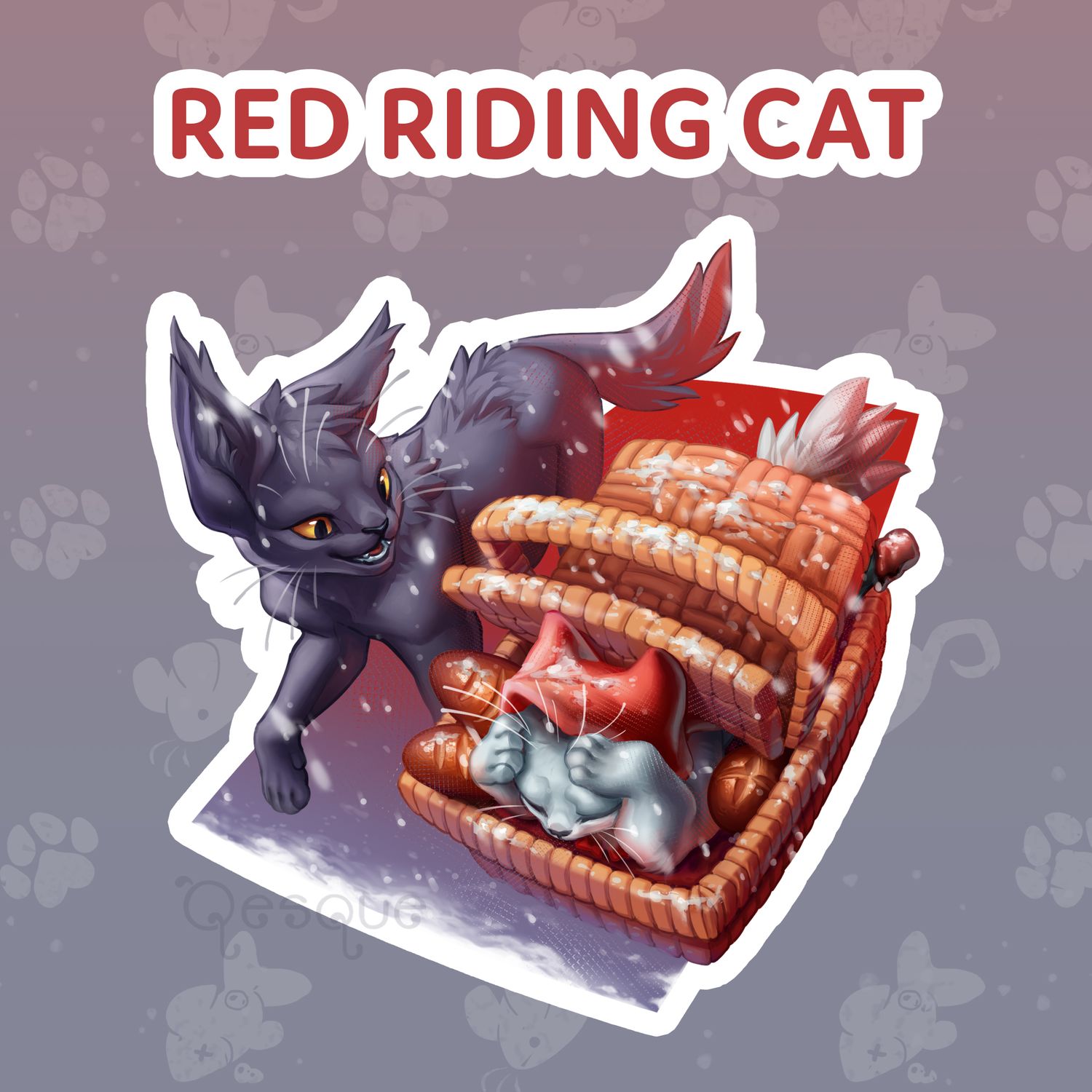 Red Riding Cat Sticker