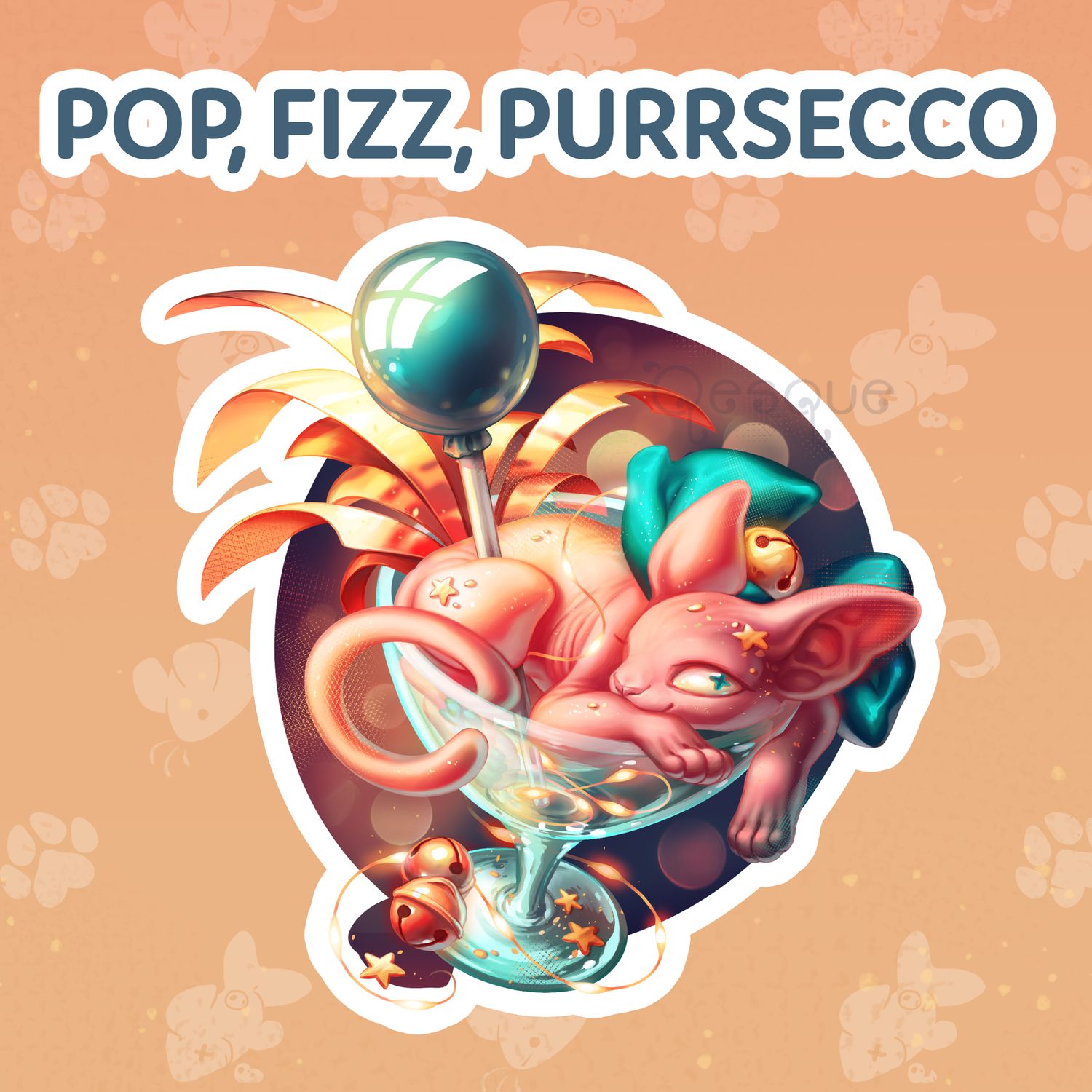 Pop, Fizz, Purrsecco Sticker