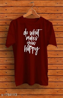 TIC Mens Do What Make You Happy Maroon Colour Half Round Neck Tees