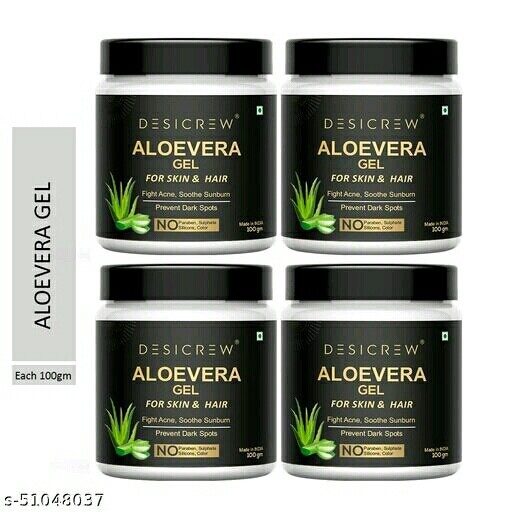 Desi Crew 100% Pure Aloe Vera Gel for Beautiful Face, Skin & Hair 100gm pack of 4