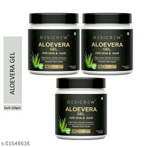 Desi Crew 100% Pure Aloe Vera Gel for Beautiful Face, Skin & Hair 100gm pack of 3