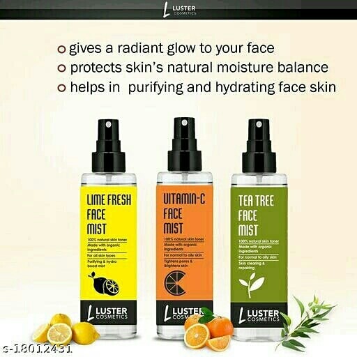Luster Cosmetics Lime fresh + Vitamin-C + Tea Tree Face Mist Skin Toner-115ml