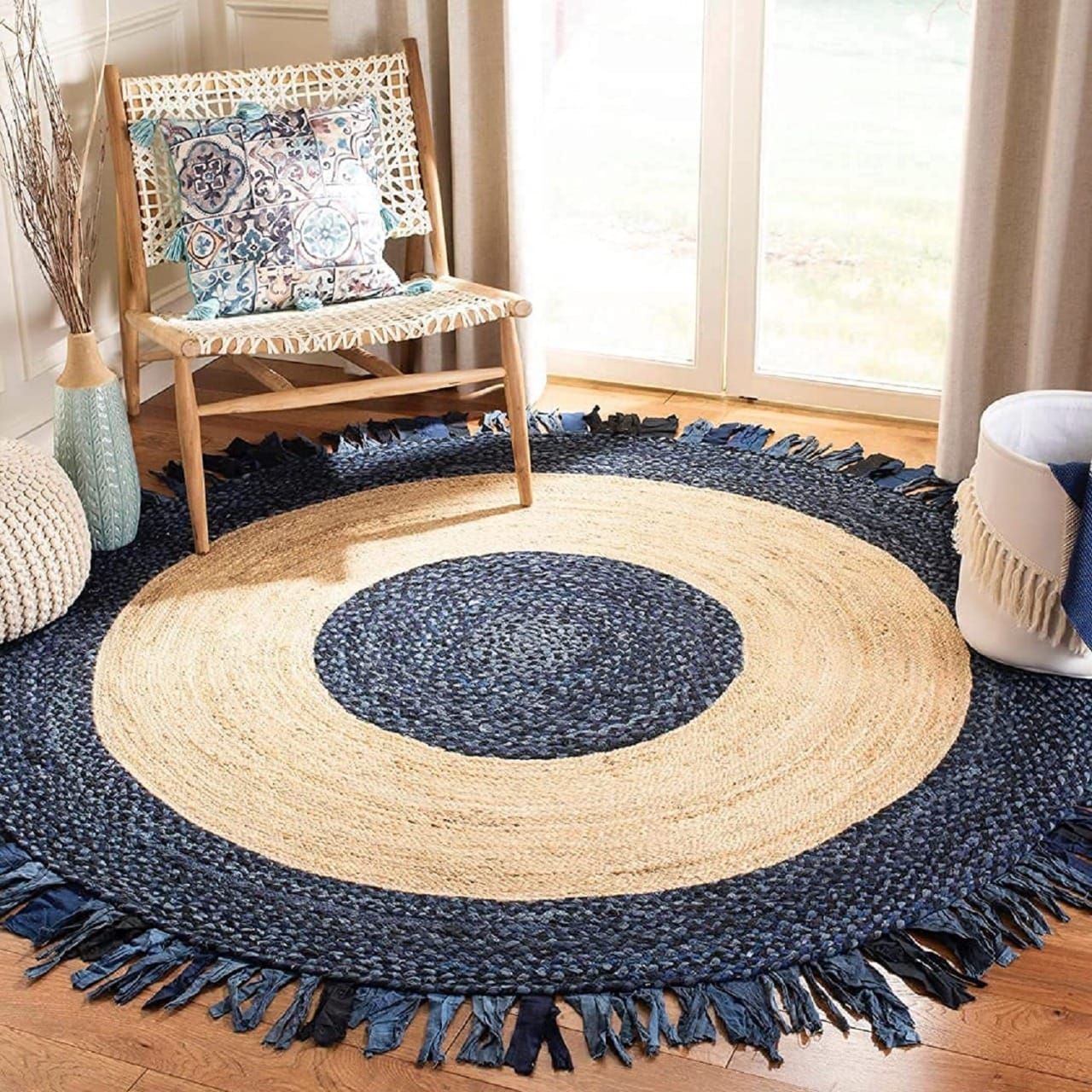 ONLYMAT CIRCLES OF LIFE- LUXE RUG- HAND BRAIDED HANDMADE JUTE CARPET, ORGANIC & SUSTAINABLE