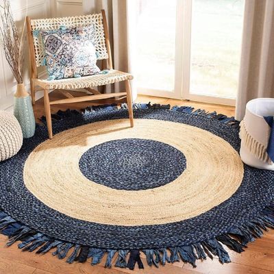 ONLYMAT CIRCLES OF LIFE- LUXE RUG- HAND BRAIDED HANDMADE JUTE CARPET, ORGANIC & SUSTAINABLE