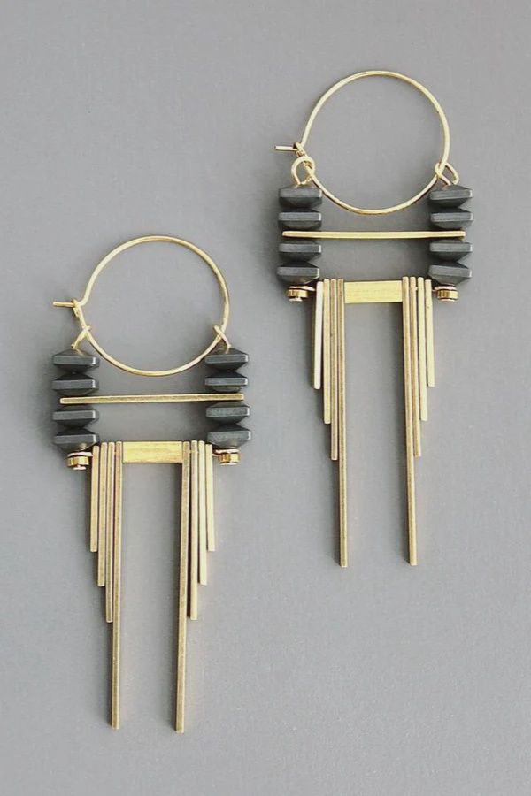 DAVID AUBREY / HERMITE/BRASS HOOP EARRINGS